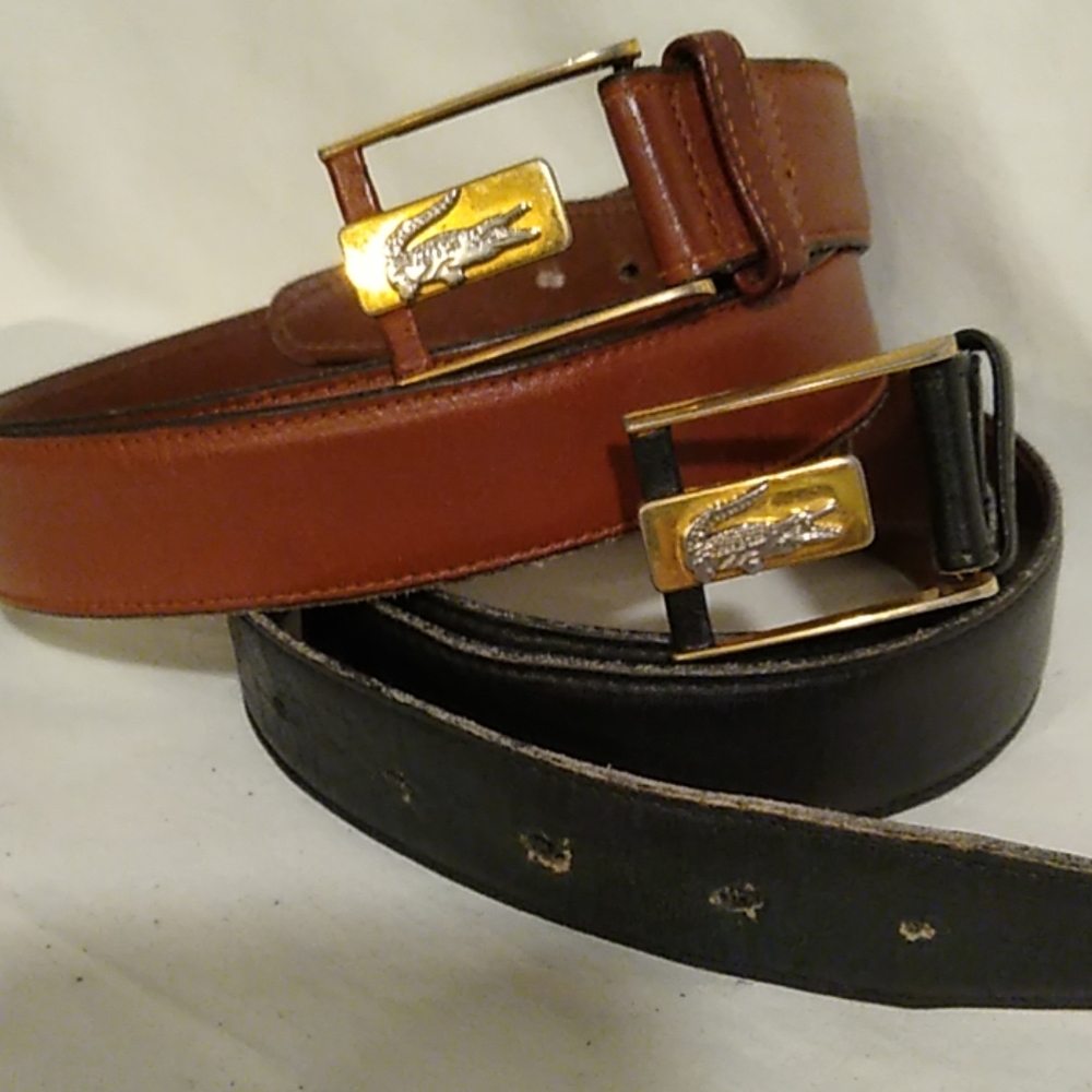 Vintage Lacoste belts, alligator buckle, size 44 - Picture 1 of 5